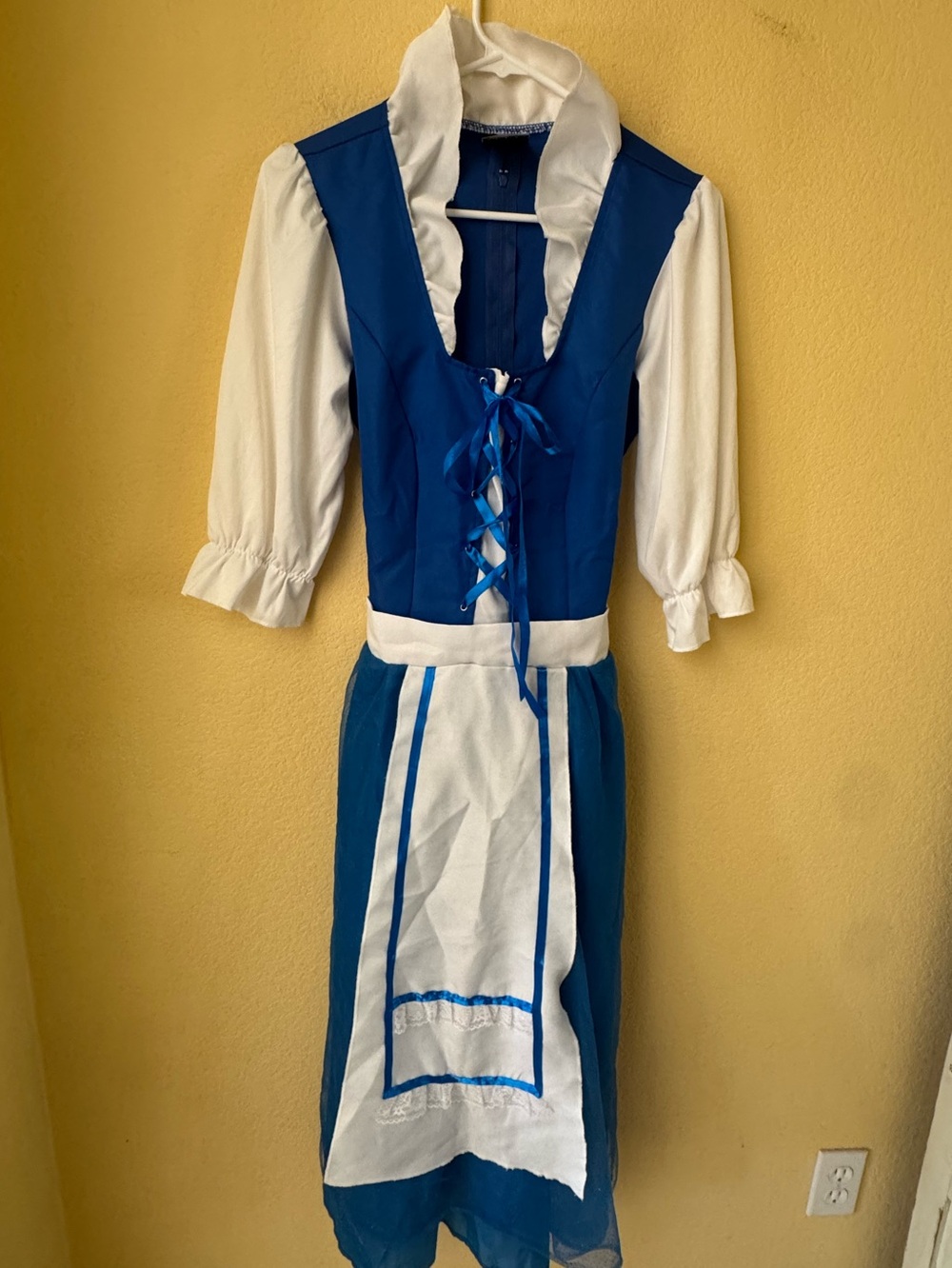 Leg Avenue Village Beauty Costume blue & white peasant-style dress Belle Size L